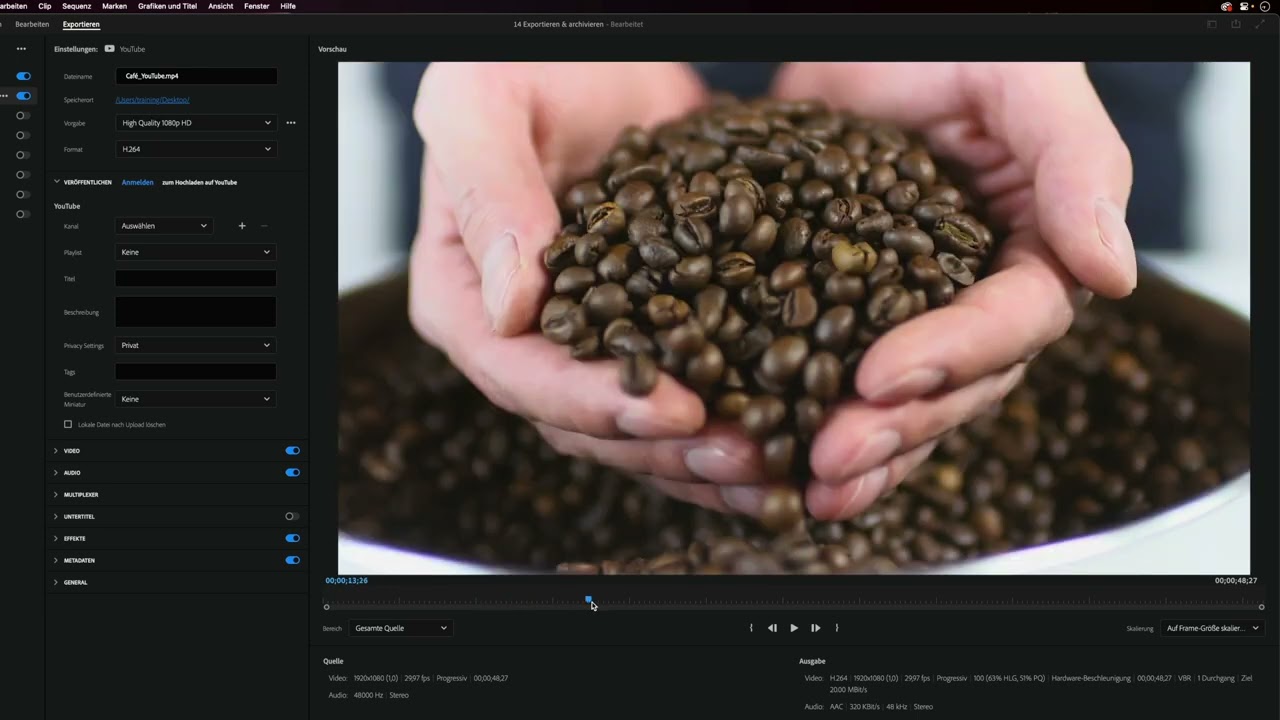 Arbeiten mit Adobe Media Encoder
